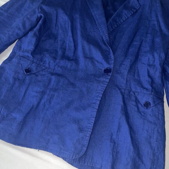 Madewell Double-Breasted Crossover Oversized Blazer Linen Bluestone Large NL227 - Picture 7 of 15